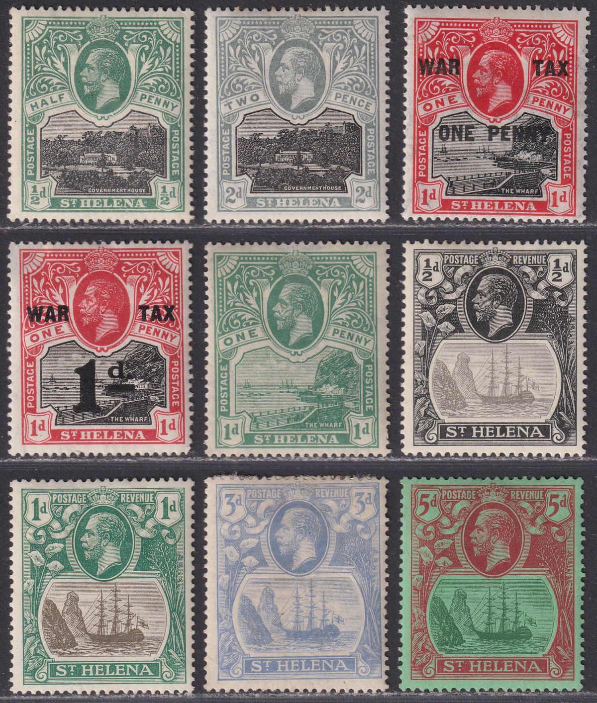 St Helena 1912-37 King George V Selection to 5d Mint