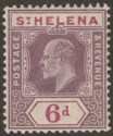 St Helena 1911 KEVII 6d Dull and Deep Purple Ordinary Paper Mint SG67a