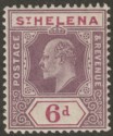 Click for more photos and details St Helena 1911 KEVII 6d Dull and Deep Purple Ordinary Paper Mint SG67a