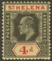 St Helena 1911 KEVII 4d Black and Red on Yellow Ordinary Paper Mint SG66a