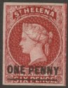 Click for more photos and details St Helena 1863 QV 1d Lake type A Imperf Unused SG3 four margins cat £150 as mint