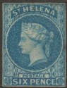 Click for more photos and details St Helena 1856 QV 6d Blue Imperforate Mint SG1 cat £500 with four margins