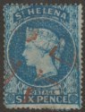 Click for more photos and details St Helena 1861 QV 6d Blue clean cut perf Used SG2 cat £275