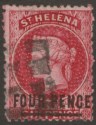 Click for more photos and details St Helena 1868 QV 4d Carmine type B perf 12½ Used SG14 cat £60