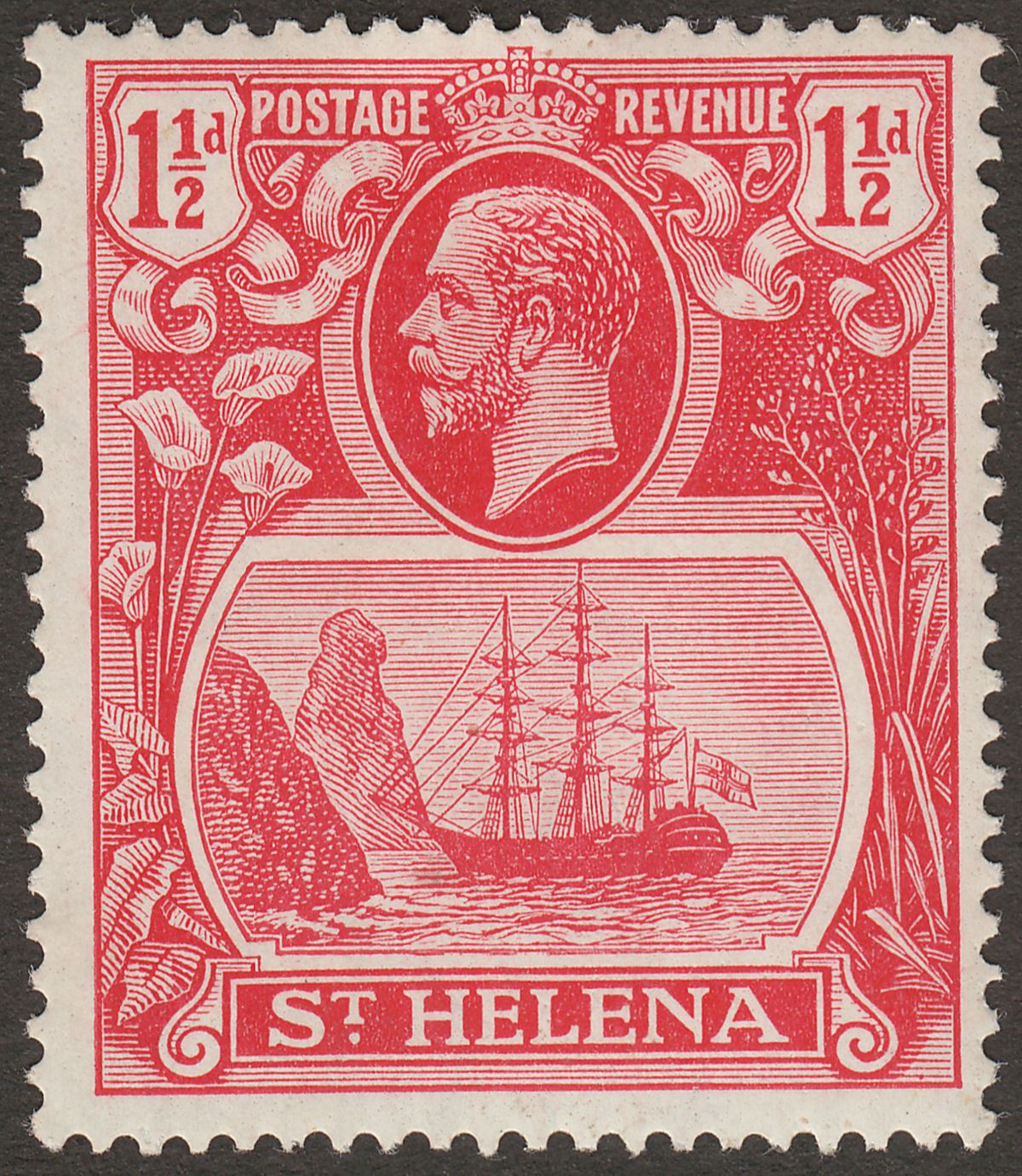 St Helena 1937 KGV 1½d Deep Carmine-Red Mint SG99f cat £90