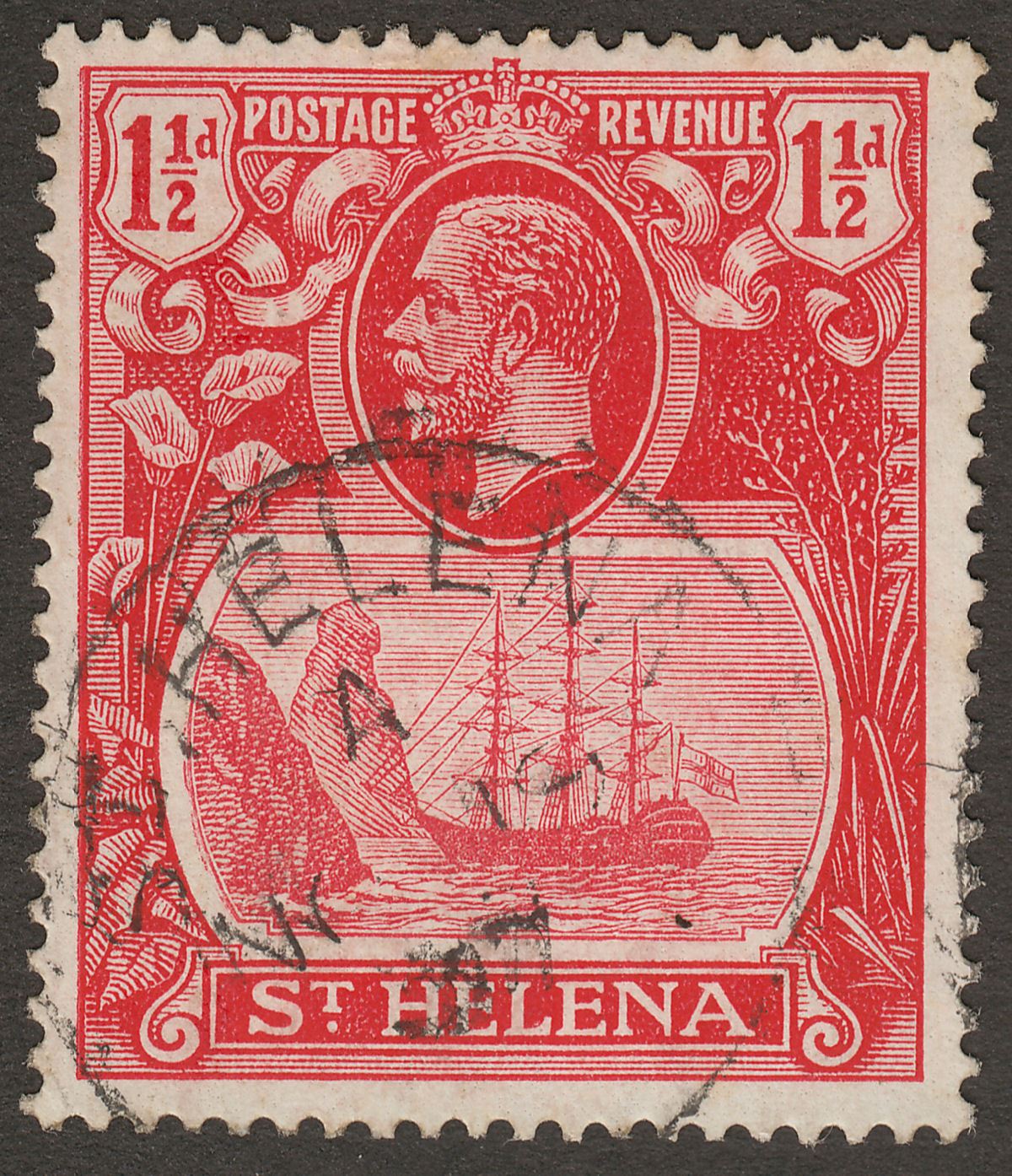 St Helena 1937 KGV 1½d Deep Carmine-Red Used SG99f cat £85