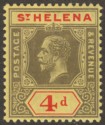 St Helena 1912 KGV 4d Black and Red on Yellow Mint SG83