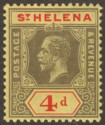 Click for more photos and details St Helena 1912 KGV 4d Black and Red on Yellow Mint SG83