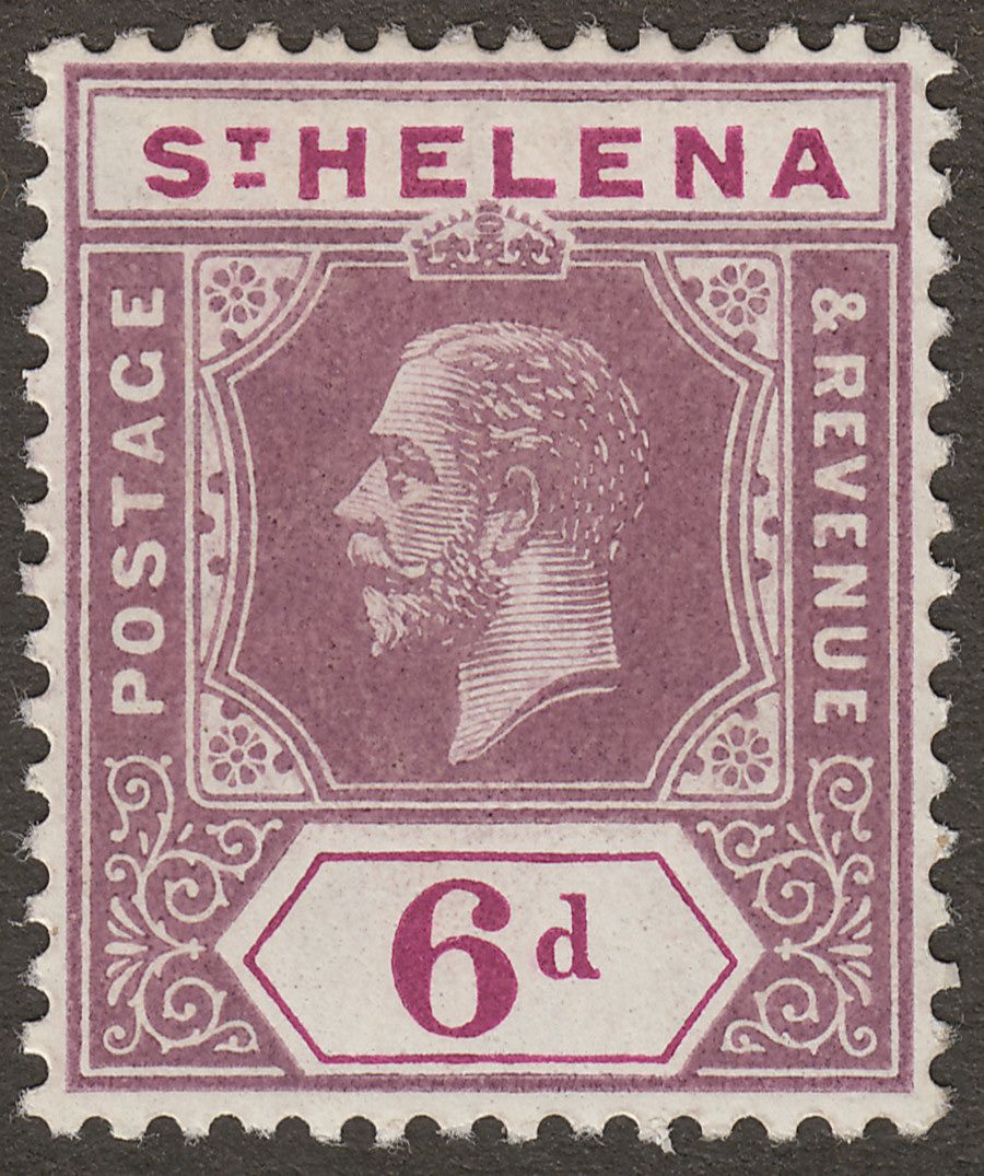 St Helena 1912 KGV 6d Dull and Deep Purple Mint SG84