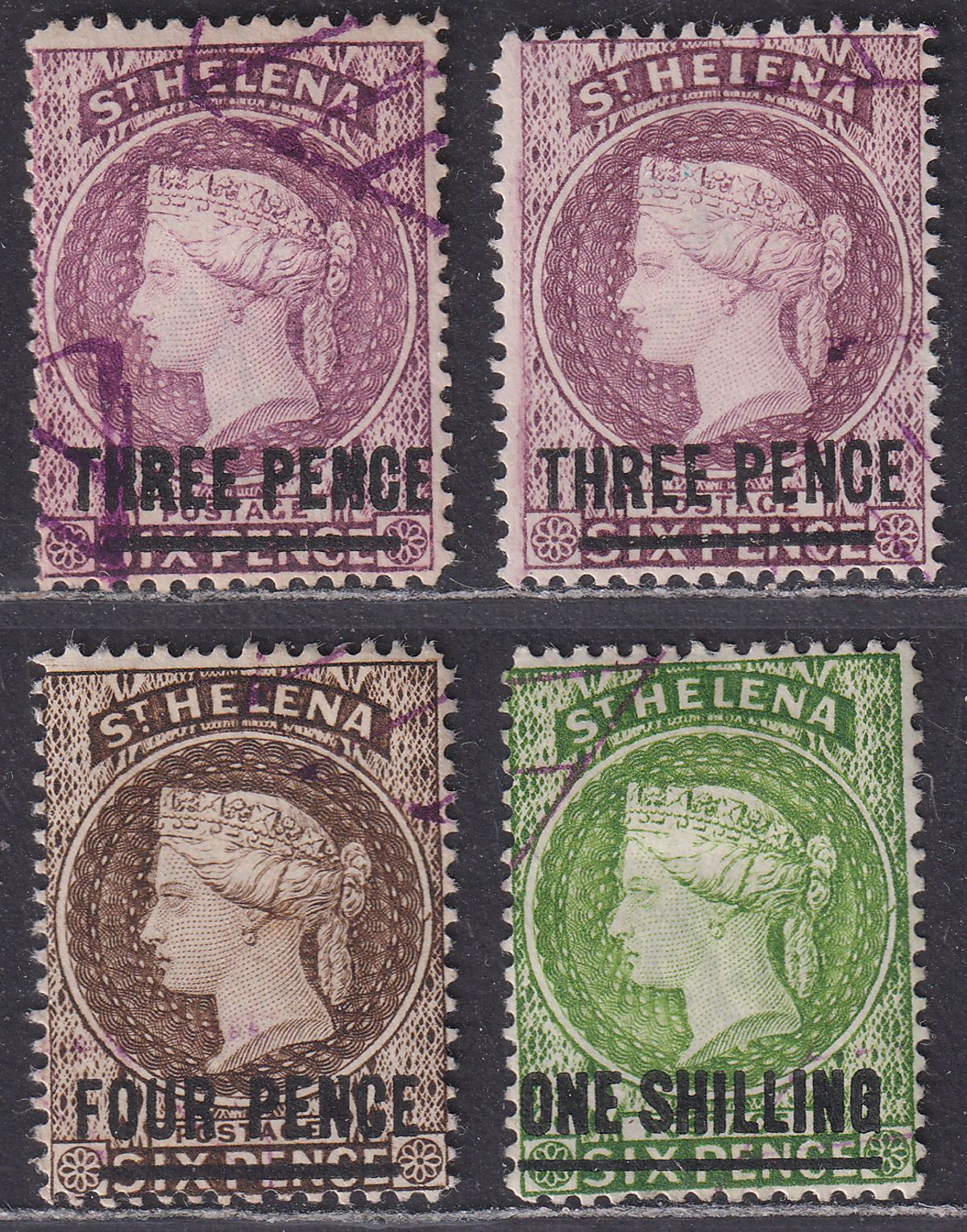 St Helena 1884-94 Queen Victoria Part Set to 1sh Used with Remainder Cancels