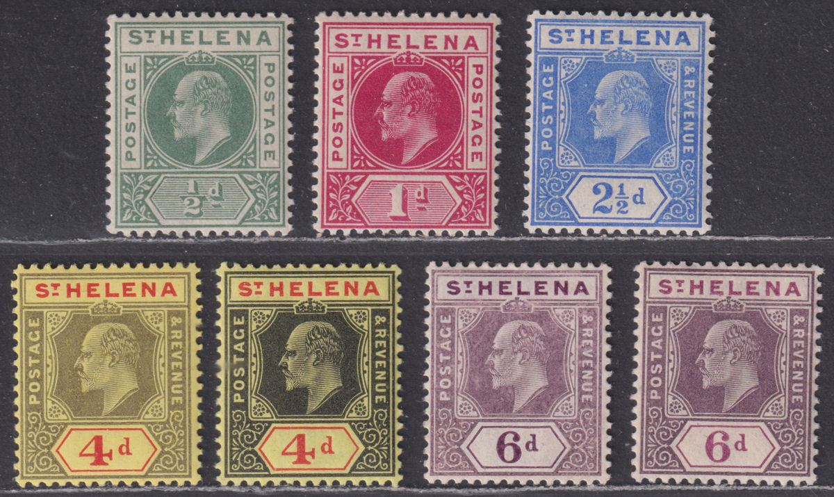 St Helena 1902-11 King Edward VII Selection to 6d Mint cat £100