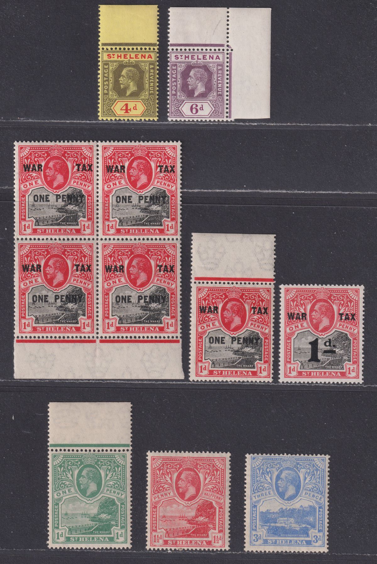 St Helena 1912-22 King George V Selection to 6d Mint