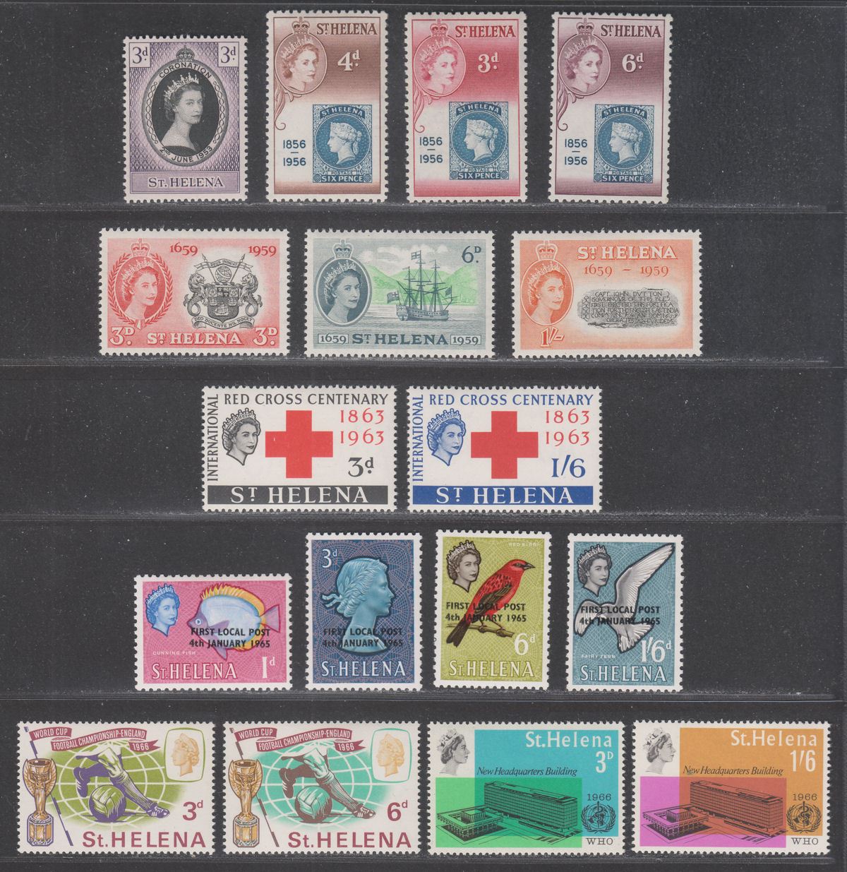 St Helena 1953-70 QEII Selection Mint incl WHO, UNESCO, Great Fire