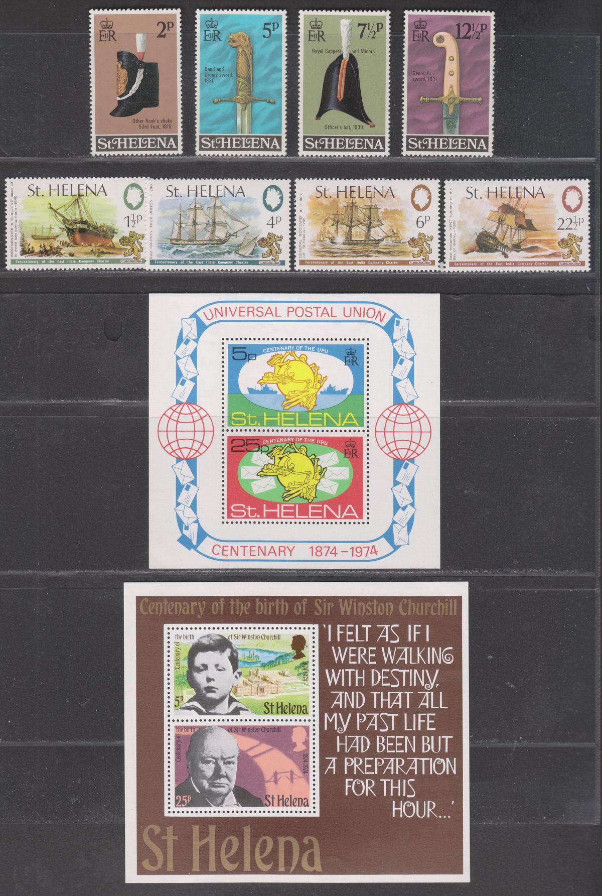 St Helena 1971-79 QEII Selection UM Mint incl Military Equipment, Halley