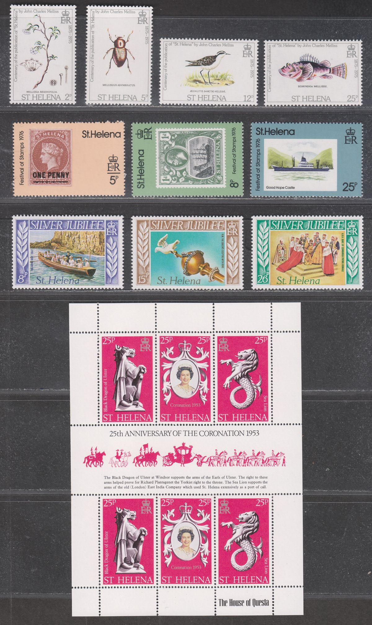 St Helena 1971-79 QEII Selection UM Mint incl Military Equipment, Halley