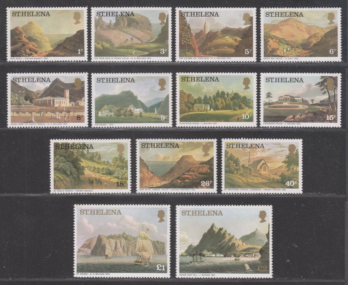 St Helena 1976 QEII Aquatints + Lithographs Set Mint SG319A-331A MNH