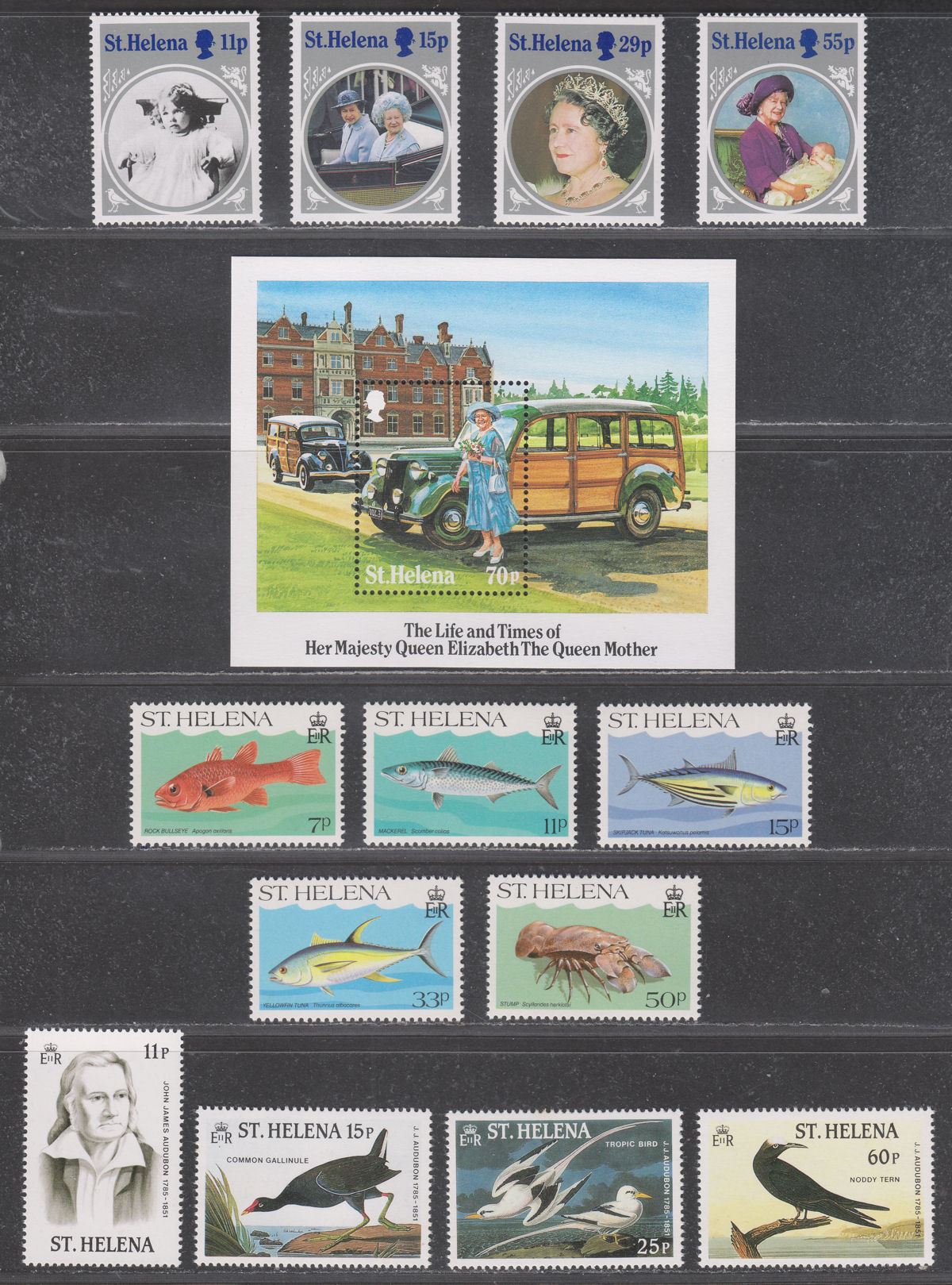 St Helena 1985-86 QEII Selection UM Mint incl Marine Life, Halley's Comet
