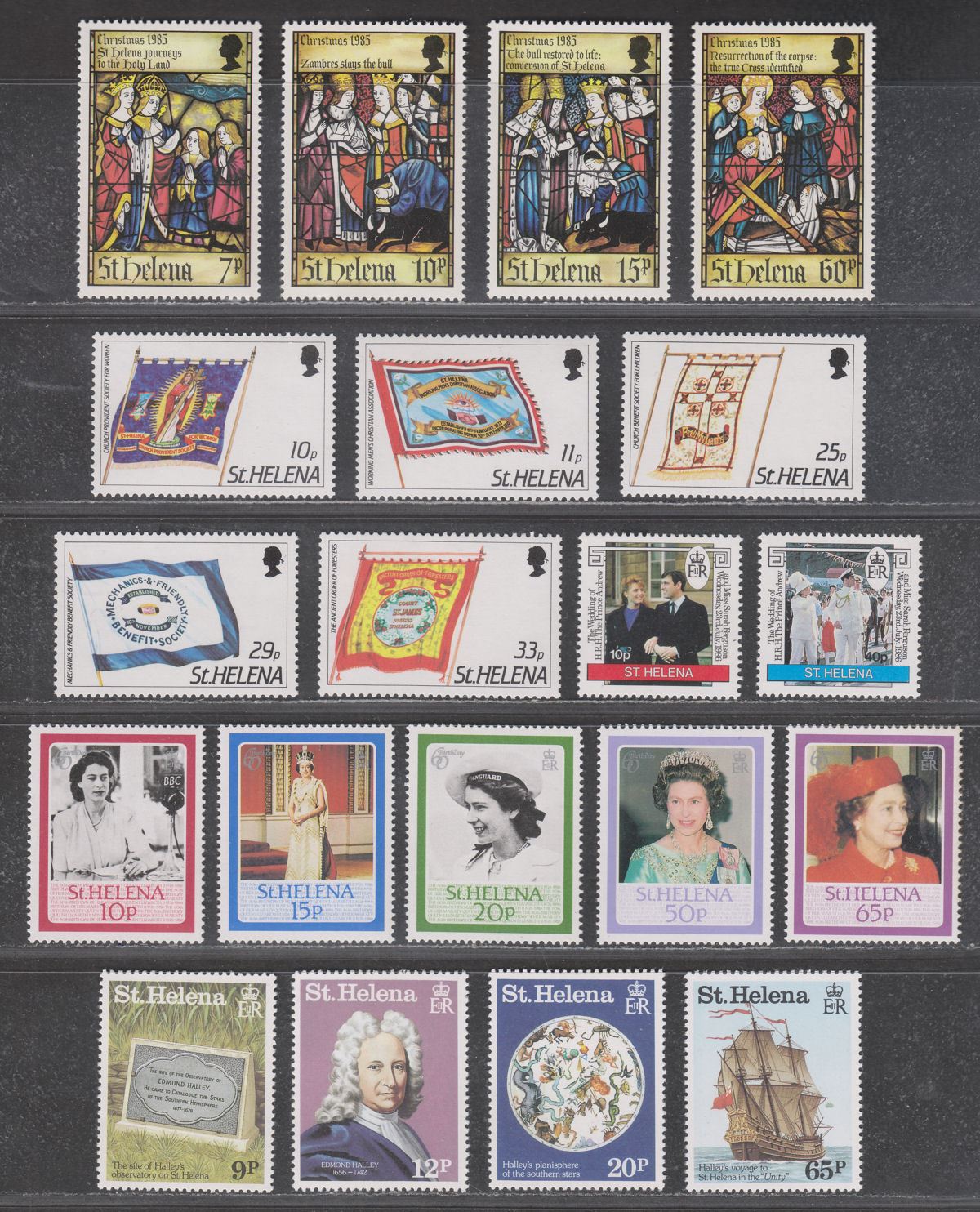 St Helena 1985-86 QEII Selection UM Mint incl Marine Life, Halley's Comet