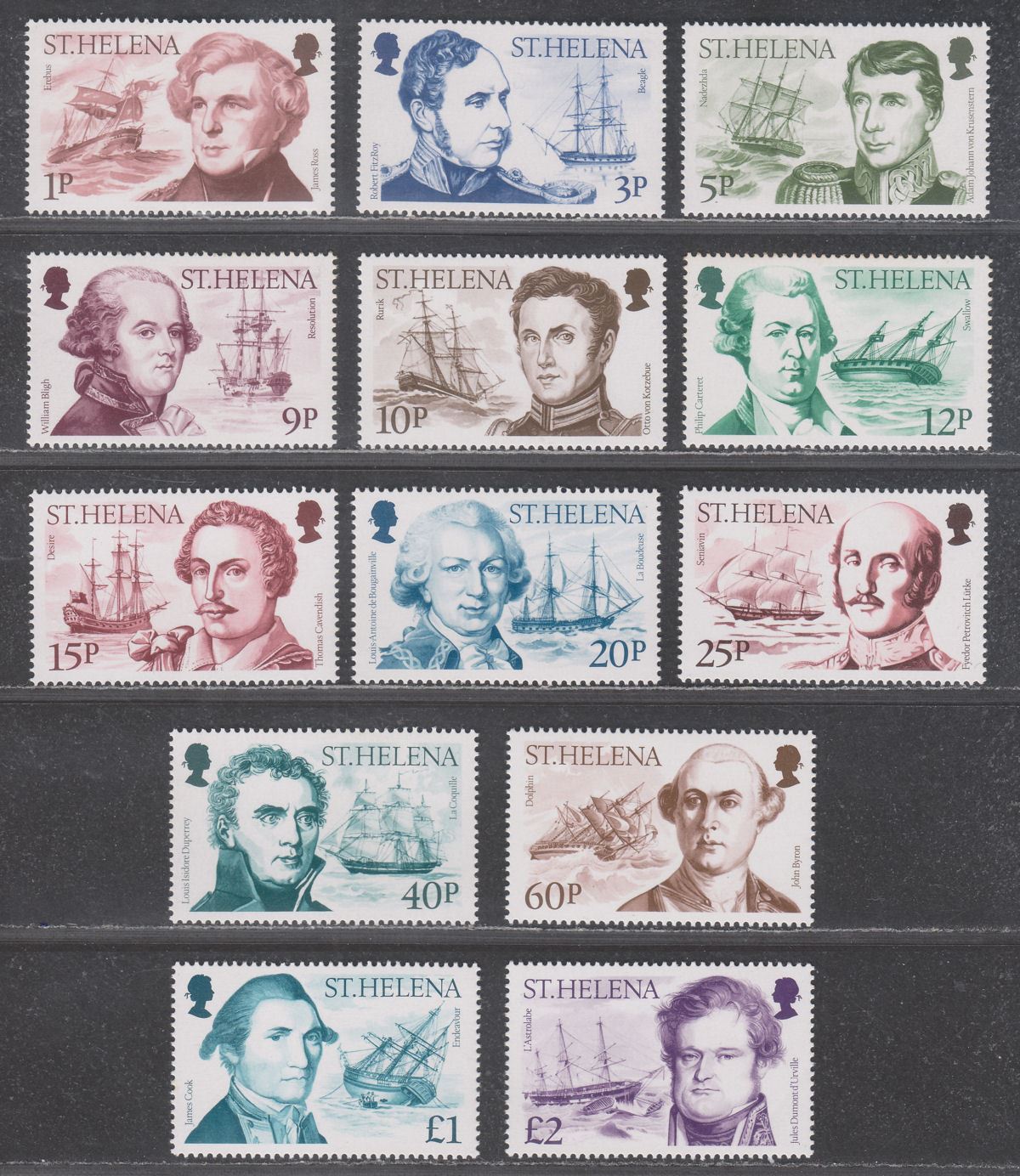 St Helena 1986 QEII Explorers Set Mint SG488-500 creases on £2