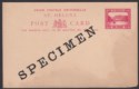 Click for more photos and details St Helena 1896 QV 1d SPECIMEN Overprint Postal Stationery Postcard Unused