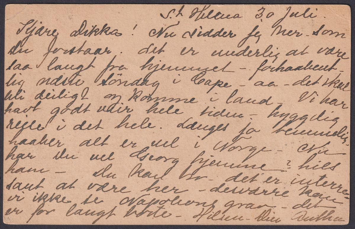 St Helena 1899 1d Postal Stationery Postcard Used to Kristiania, Norway
