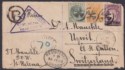Click for more photos and details St Helena 1902 QV 3d 2d + ½d Regd Front - Switzerland w Head Office Censor Mark