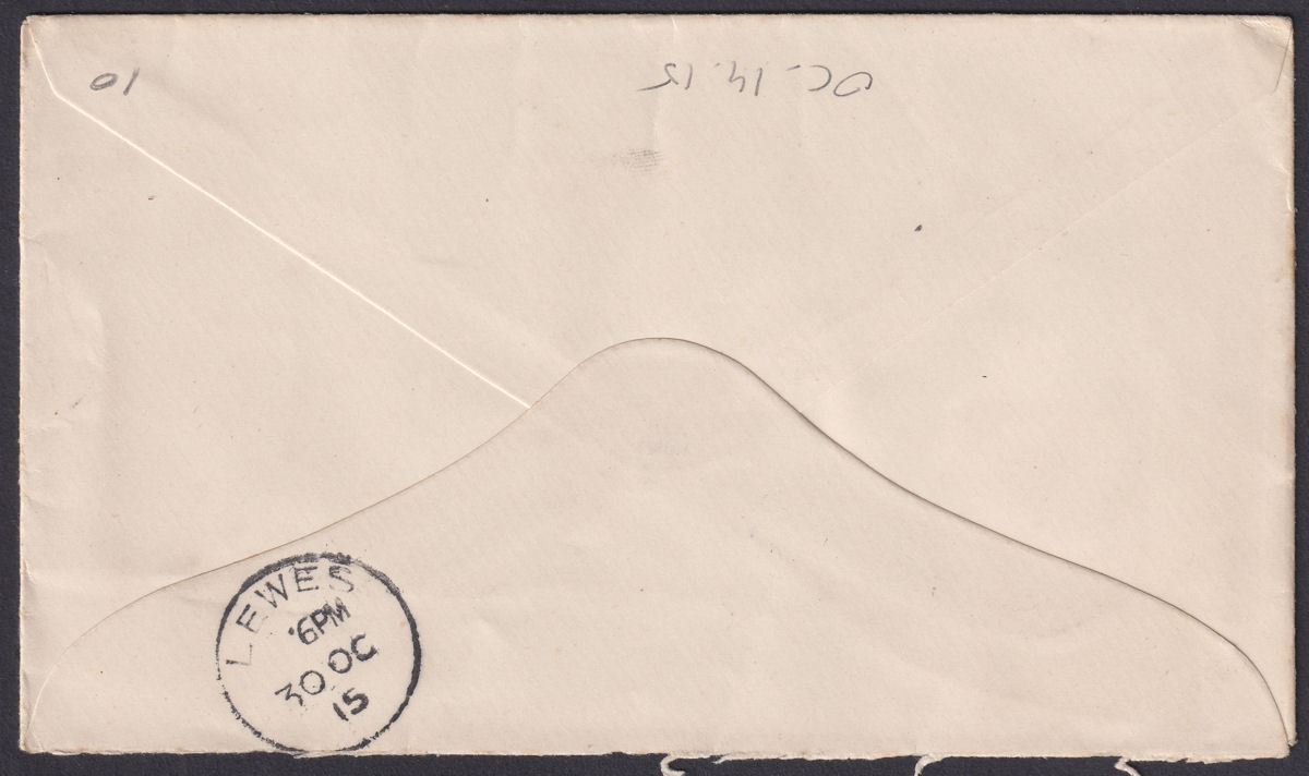 St Helena 1915 KGV 1d Used on Cover to Lewes, England