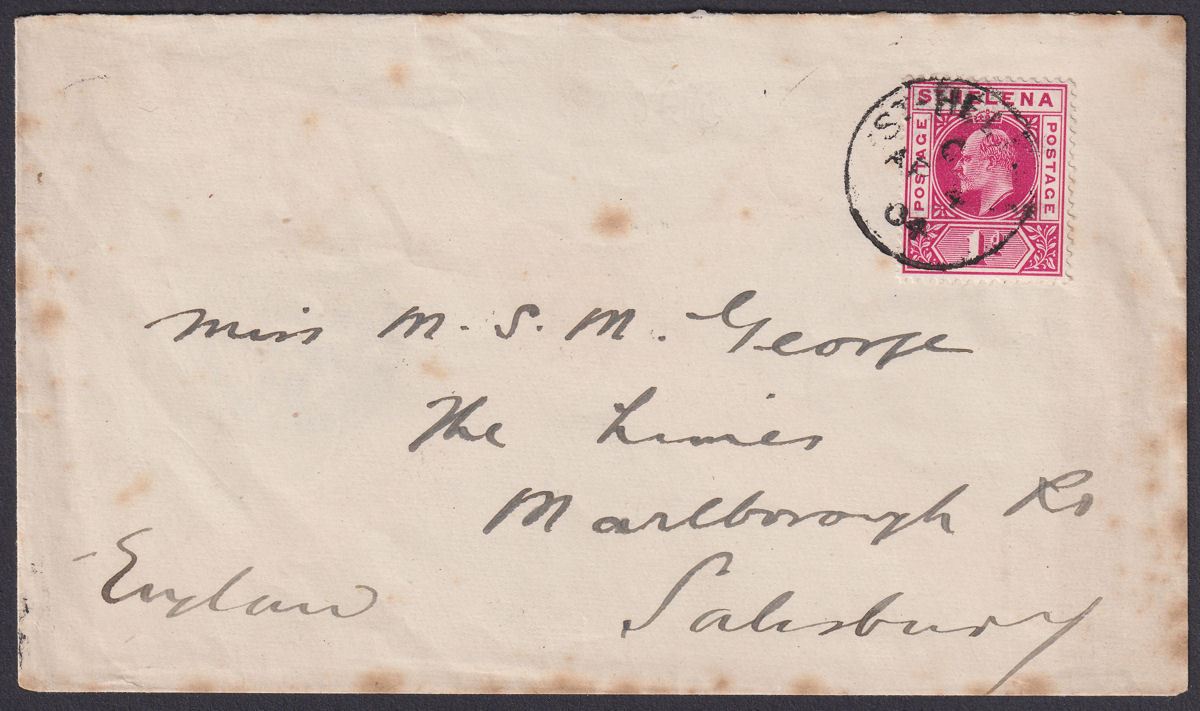St Helena 1904 KEVII 1d Used on Cover to Salisbury, England