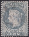 St Helena 1880 QV 6d Milky Blue wmk CC perf 14 Used SG29 cat £50