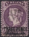 St Helena 1876 QV 3d Purple perf 14x12½ Used SG23 cat £80