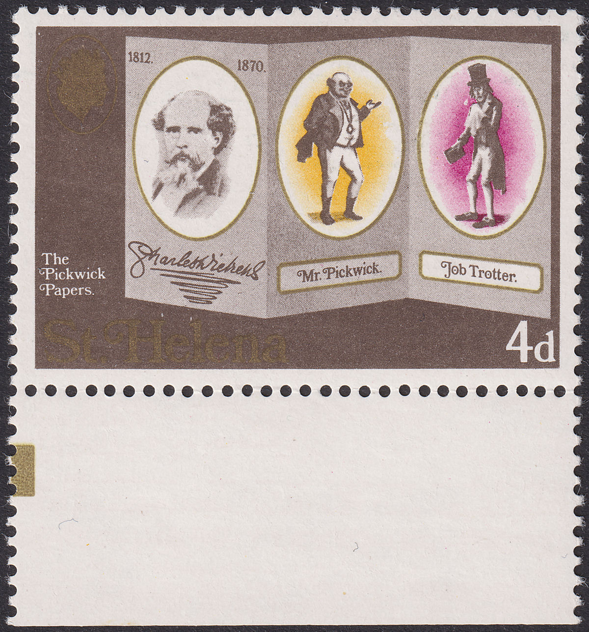 St Helena 1970 QEII Charles Dickens 4d wmk Crown to Right Mint SG249w