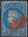 Click for more photos and details St Helena 1861 QV 6d Blue clean-cut perf Used SG2 cat £325