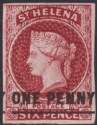 Click for more photos and details St Helena 1863 QV 1d Lake Type B Imperf Mint SG4 cat £160 with four margins