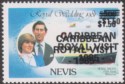 Click for more photos and details Nevis 1985 QEII Royal Visit $1.50 Surch on $5 Overprint Double Mint SG345 var