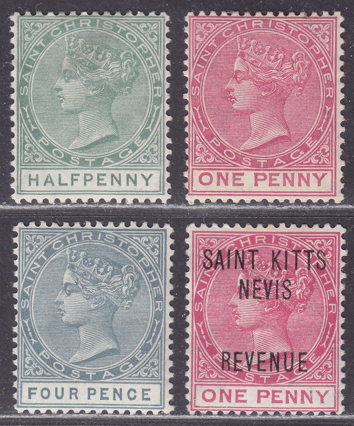 St Christopher 1882-85 Queen Victoria Selection to 4d Mint
