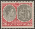 St Kitts-Nevis 1938 KGVI 2sh6d Black and Scarlet p13x12 Ordinary Mint SG76