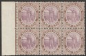 Click for more photos and details St Kitts-Nevis 1906 KEVII Columbus 2d Dull Purple and Brown Block Six Mint SG15a