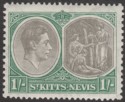 St Kitts-Nevis 1938 KGVI 1sh Black and Green p13x12 Mint SG75