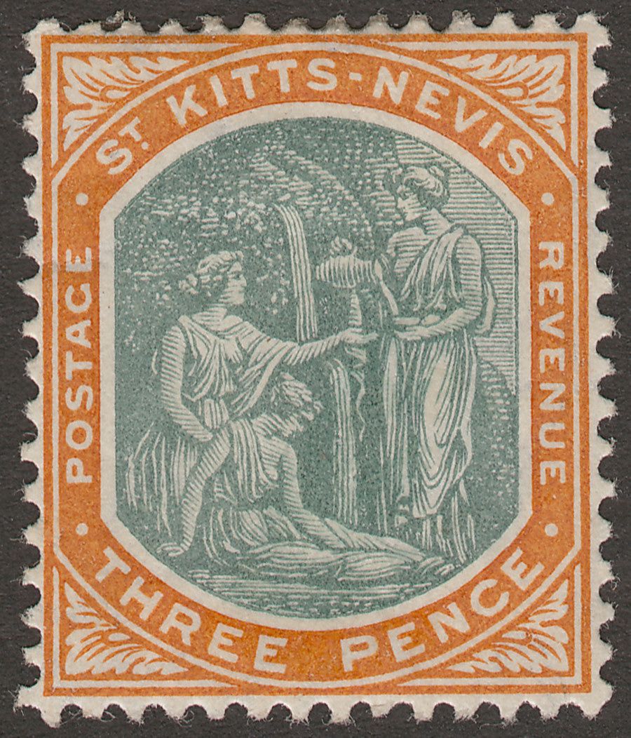 St Kitts-Nevis 1905 KEVII Spring 3d Deep Green and Orange Ord Paper Mint SG18