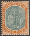 Click for more photos and details St Kitts-Nevis 1905 KEVII Spring 3d Deep Green and Orange Ord Paper Mint SG18
