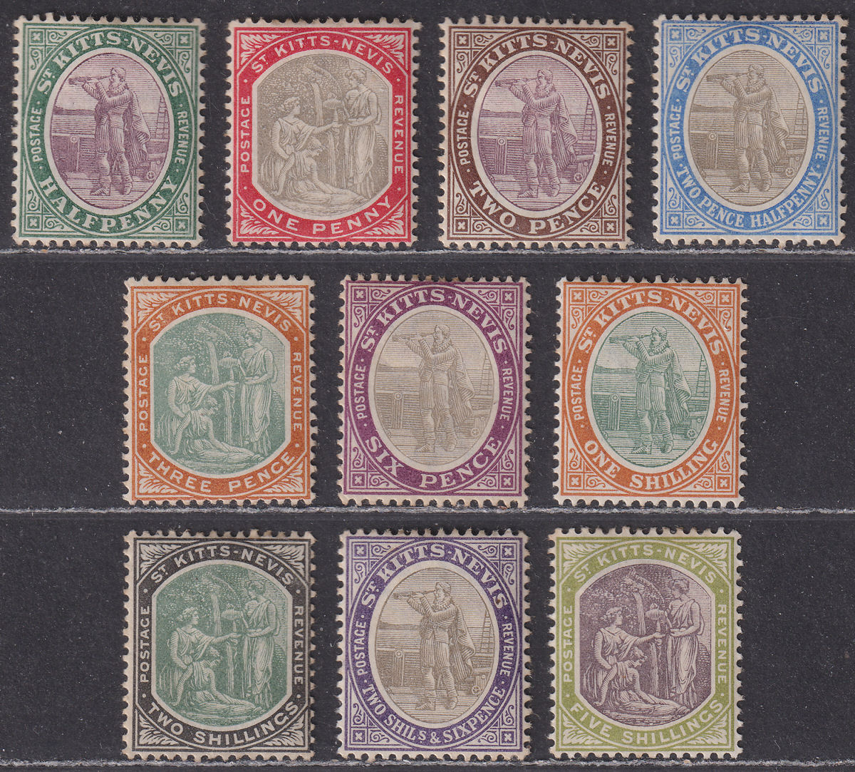 St Kitts-Nevis 1903 King Edward VII Set Mint SG1-10 cat £150 toning