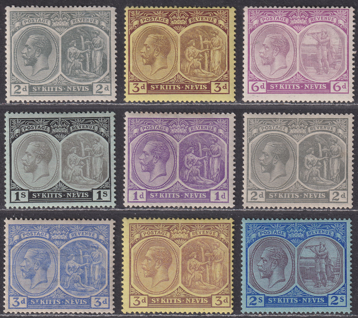 St Kitts-Nevis 1920-29 King George V Selection to 2sh Mint