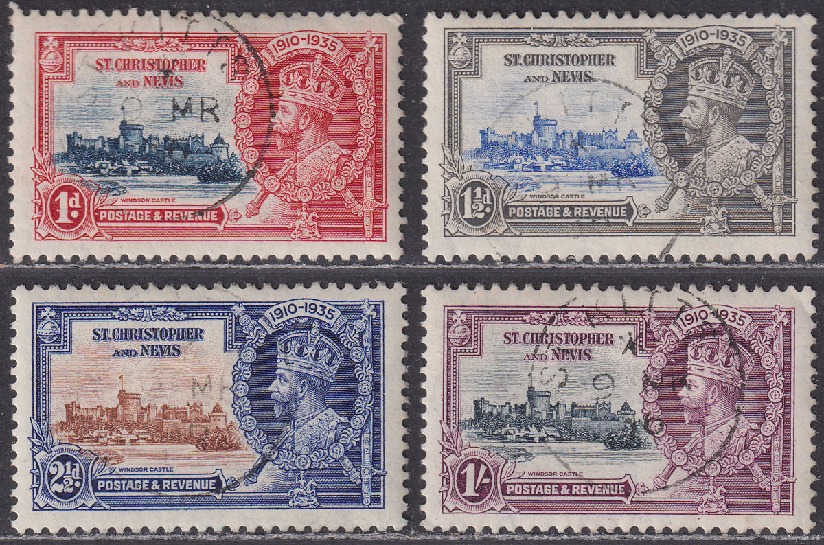 St Christopher and Nevis KGV 1935 Silver Jubilee Set Used SG61-64 cat £26