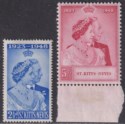 St Kitts-Nevis 1949 KGVI Royal Silver Wedding 2½d, 5sh Mint SG80-81 cat £12