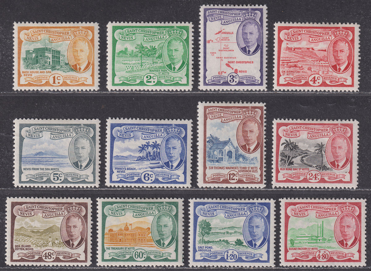 St Christopher Nevis and Anguilla 1952 KGVI Set Mint SG94-105 cat £42