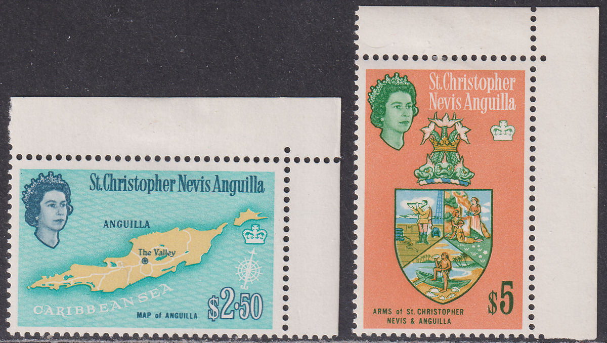St Christopher Nevis Anguilla 1963 QEII $2.50, $5 Mint SG143-144 cat £32