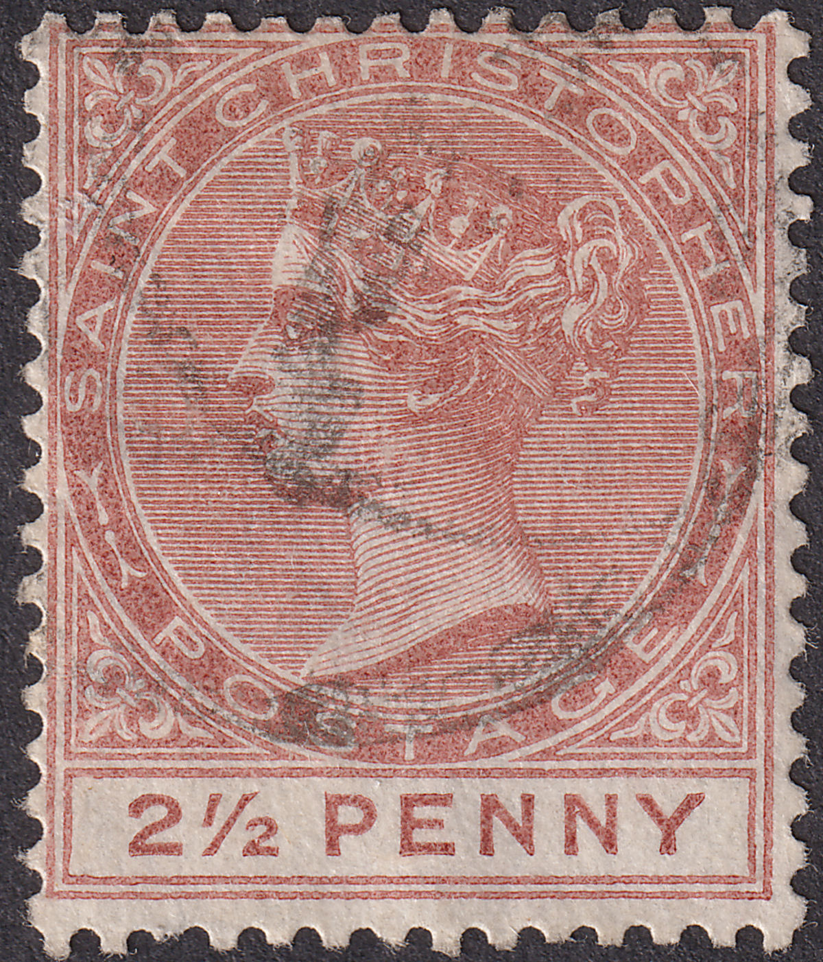 St Christopher 1882 QV 2½d Pale Red-Brown Used SG14 cat £85