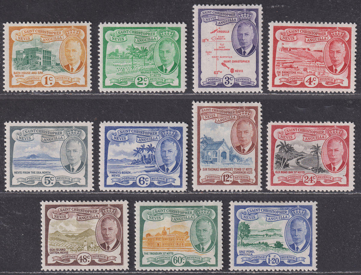 St Christopher Nevis Anguilla 1952 KGVI Sh Set to $1.20 Mint SG94-104 c£20 FLTS