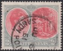 Click for more photos and details St Kitts-Nevis 1951 KGVI 2d Scarlet & Pale Grey p14 Used w SANDY POINT Postmark