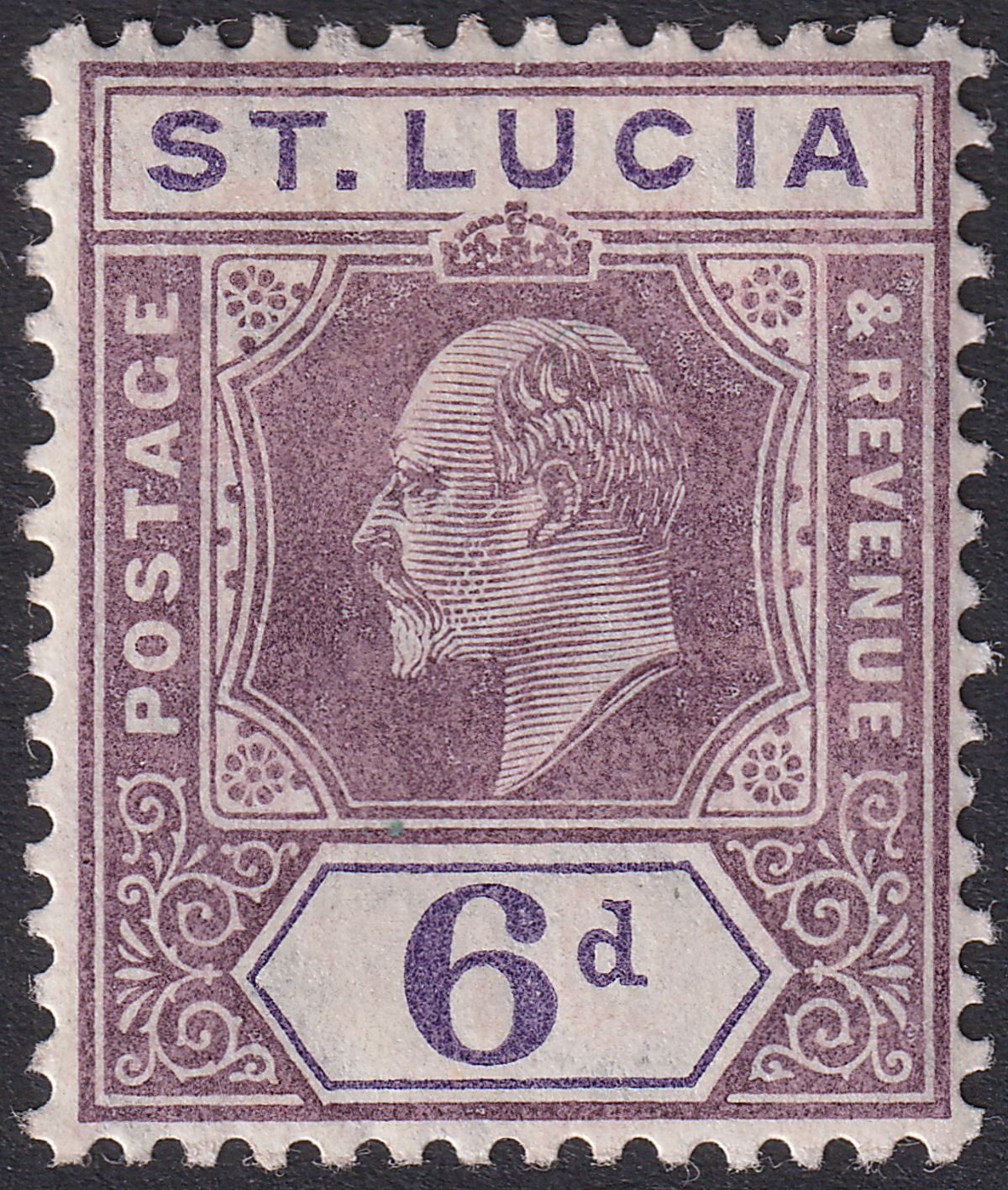 St Lucia 1904 KEVII 6d Dull Purple and Violet Ordinary Paper Mint SG72